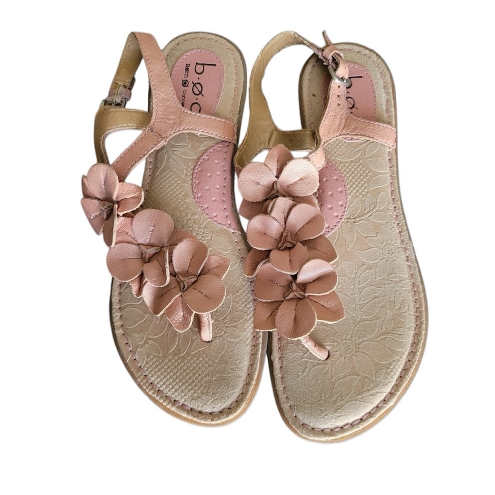 B.O.C Born Out Of Concept leather Blush Pink Nude Floral Flat Sandals Size 39/8 - Picture 5 of 16